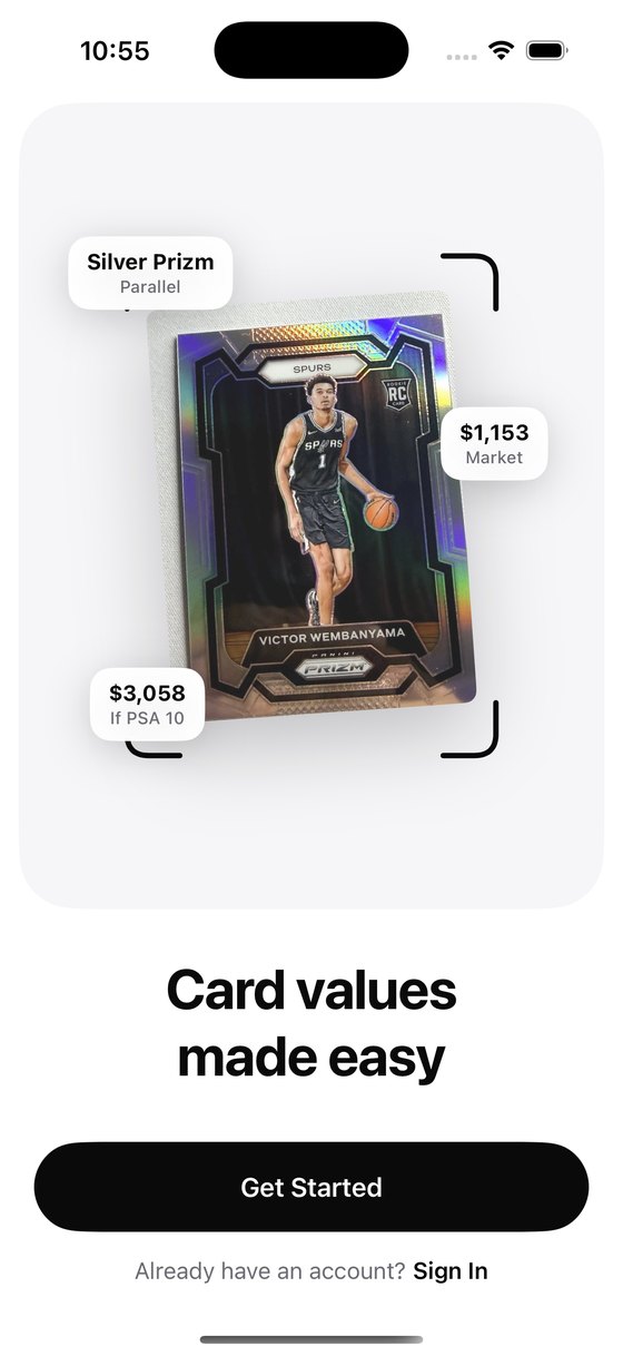 A scanned Wembanyama Silver Prizm with its value